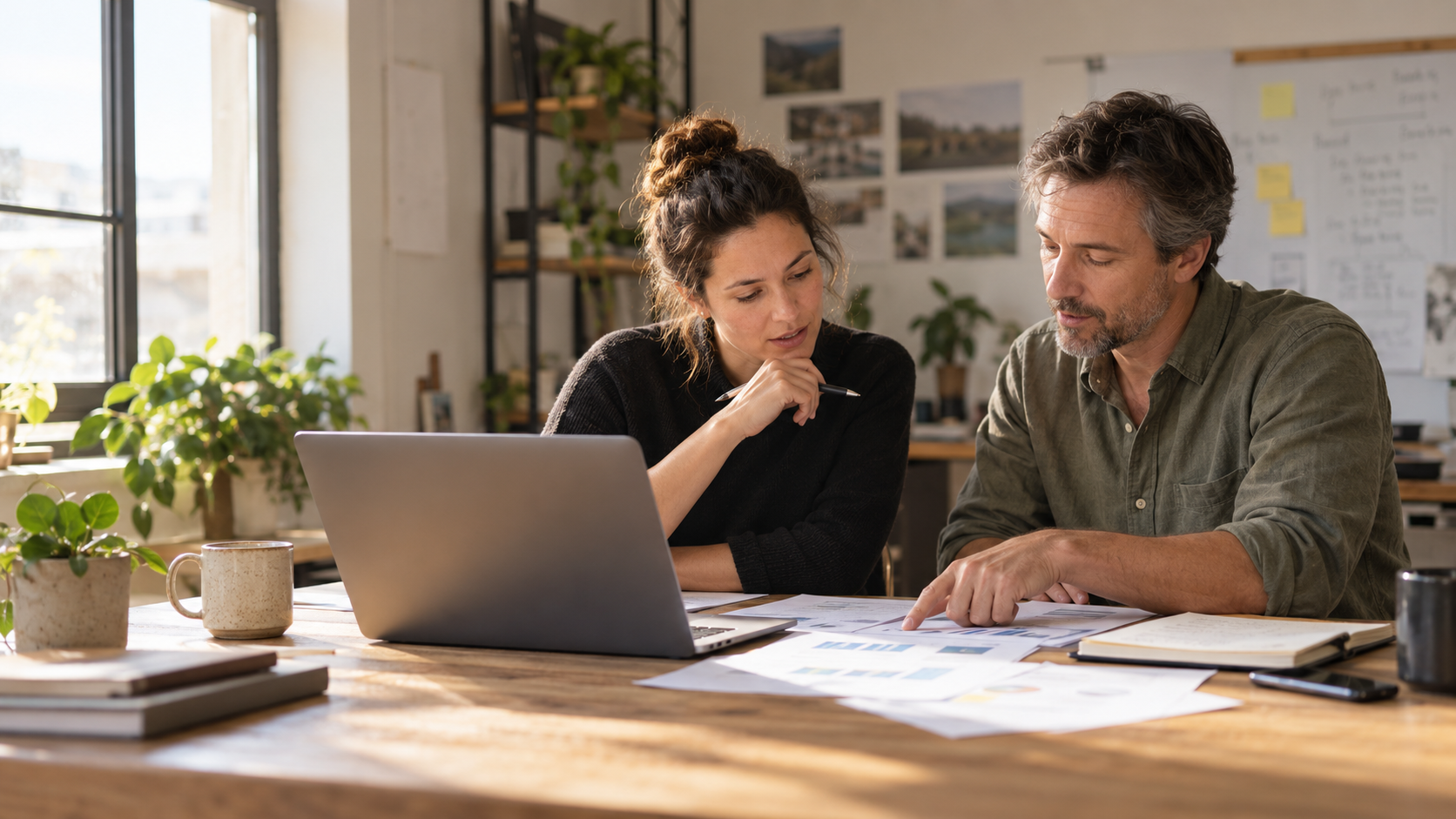 A founder and experienced operator reviewing company performance together